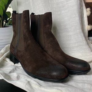 PRADA Distressed Brown Leather Boots